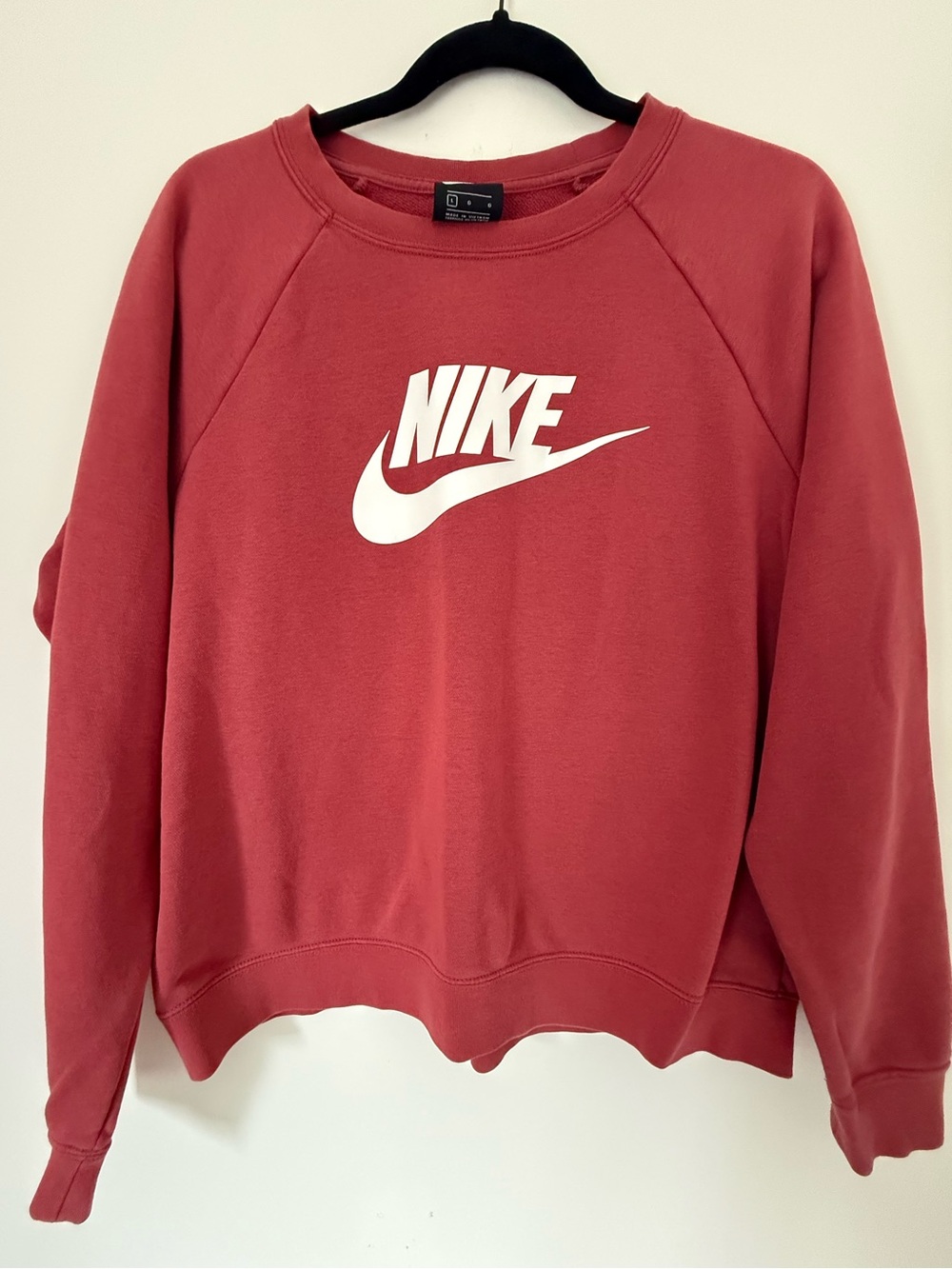 Nike Women's Brick Red Crewneck Sweatshirt with White Swoosh